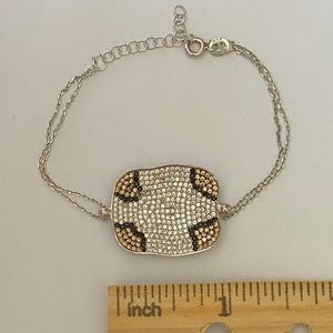 🐆925 Silver leopard bracelet cz champagne stones